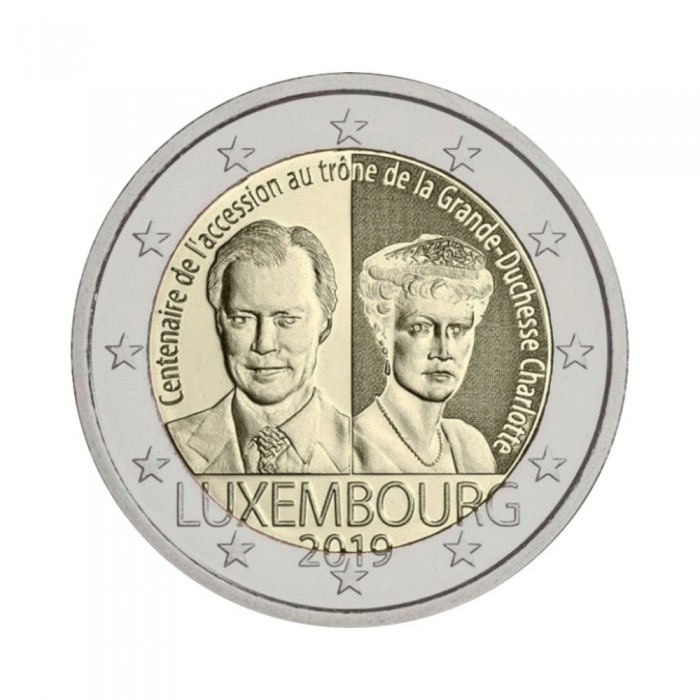 Luxembourg 2 euro  coin UNC 2019 the throne of Grand Duchess Charlotte 