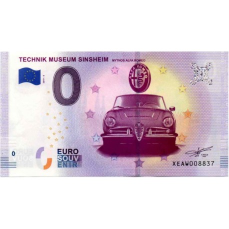 Nemčija 2019 - 0 Euro bankovec - Technik Museum Sinsheim Alfa Romeo - UNC