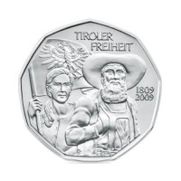 Avstrija 5 evro srebrnik 2009 - "Tirolski odpor" - UNC