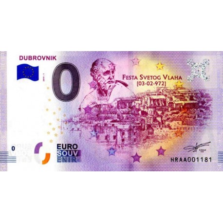 Hrvaška 2019 - 0 Euro bankovec - Dubrovnik - UNC