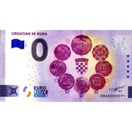 Hrvaška 2022 - 0 Euro bankovec - Croatian 25 kuna - UNC