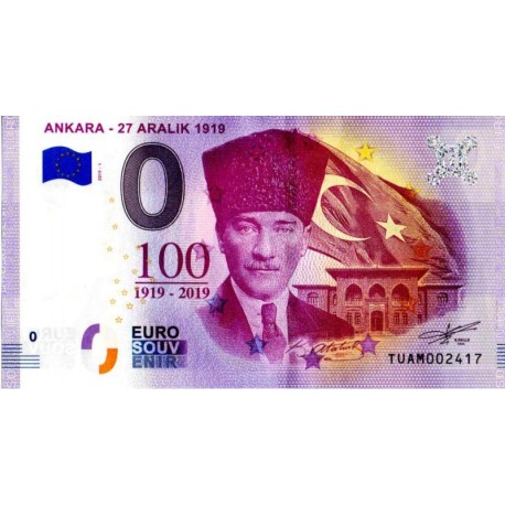 Turčija 2019 - 0 Euro bankovec - Ankara 27 Aralik 1919 - UNC