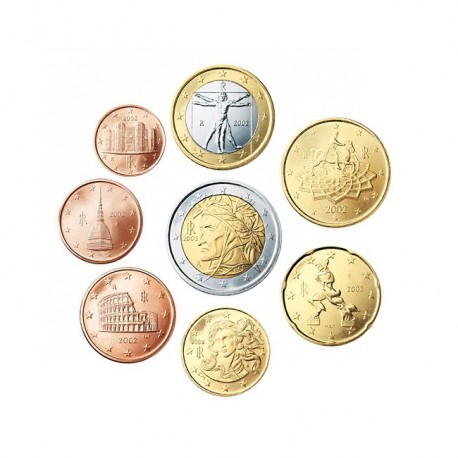 Italy 2002 1 cent - 2 euro set - UNC