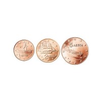 Grčija 2010 1 cent - 5 cent set - UNC
